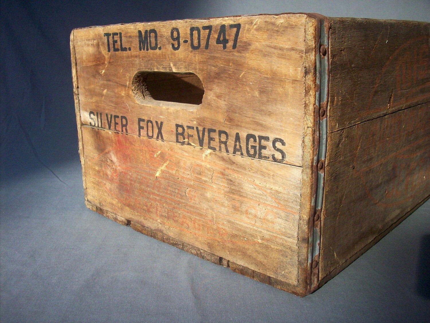 Vintage Printed Wood Beverage Crate / Mission Beverages / Large