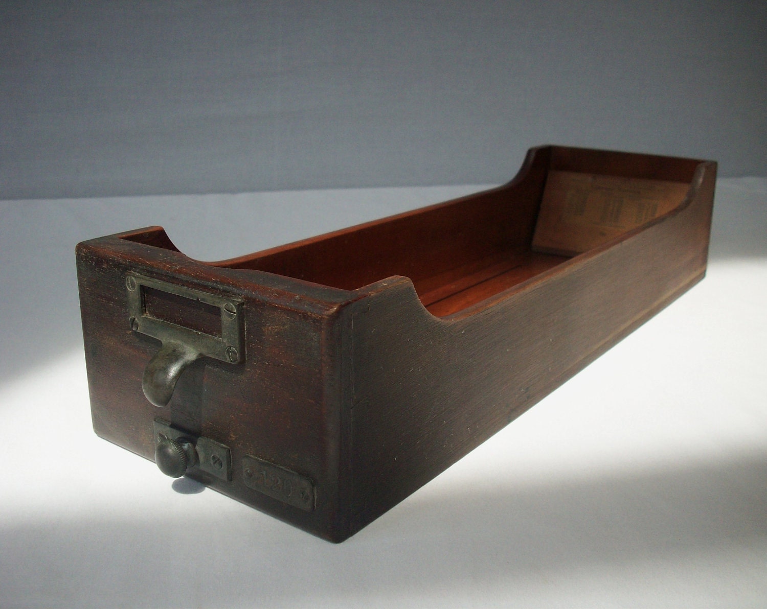 Vintage Library Card Catalogue Drawer with Label Hardware / Wood / Distressed / 1 DRAWER