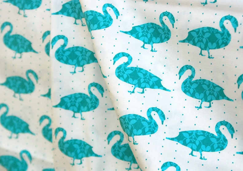 ORGANIC Fabric - Modern Whimsy Ducks in Park by Laurie Wisbrun (1/2 METRE)