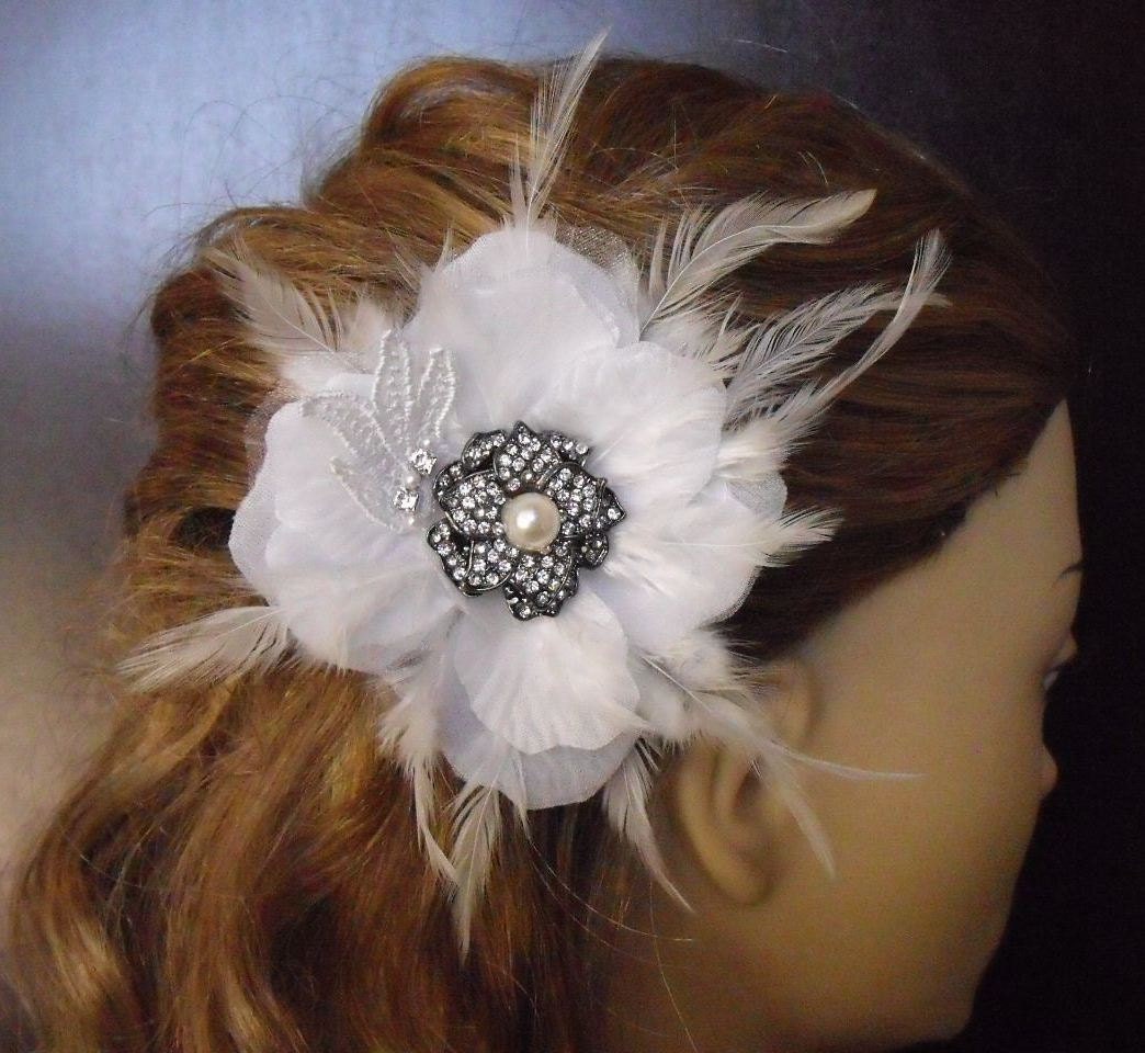 White Flower, Vintage Fascinator, Headpiece, Sample A001