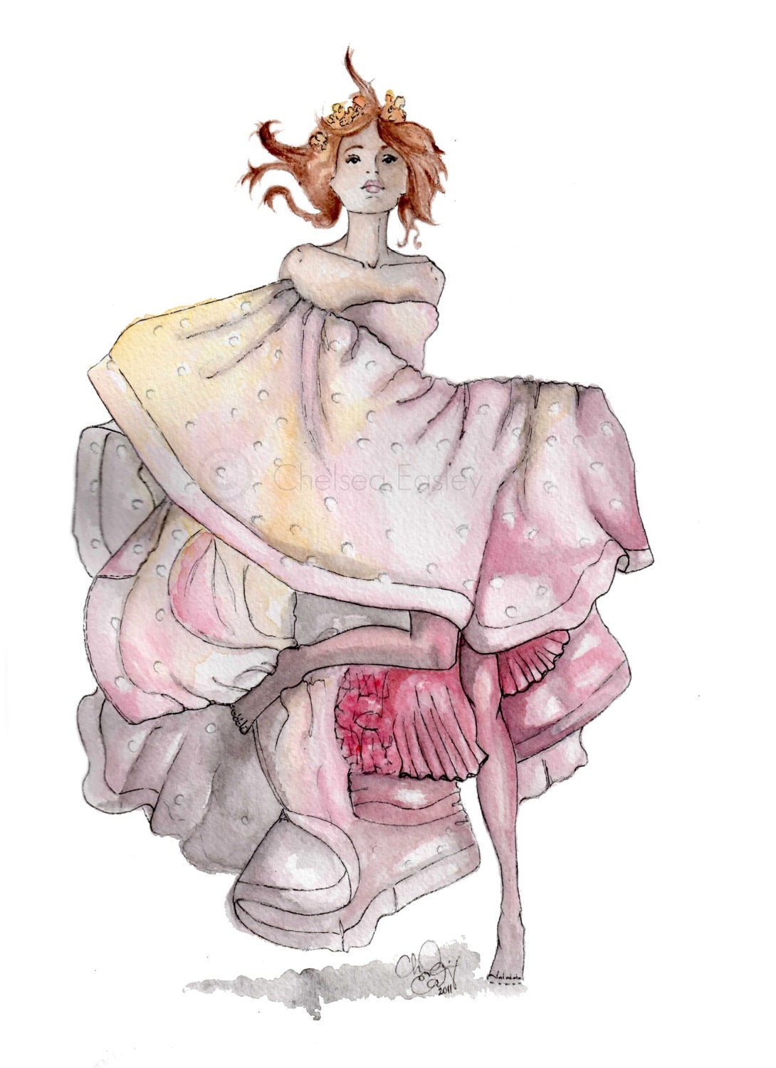 Armani (Everyone frolics in) Fashion Illustration watercolor art print