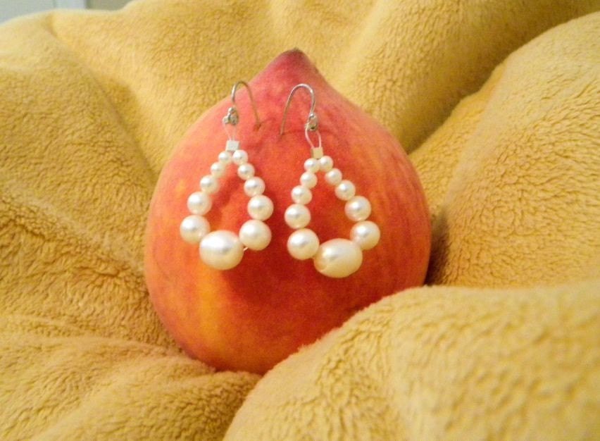 freshwater pearl teardrop hoop earrings on sterling silver