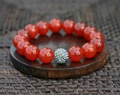 Carnelian and Pave Swarovski Gemstone Bracelet for Success