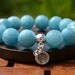 Large Bead Aquamarine Bracelet with Om Charm for Inner Peace