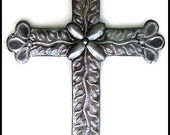 Handcut Metal Cross Wall Hanging 18" - Haitian Steel Drum Art - CS-100-18