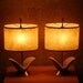 Taupe and White Speckled Tulip Shaped Dresser Lamps
