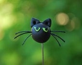 3 Polymer Clay Halloween Decorative Pins, Black Cats