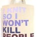 Purple and White I Knit So I Won't Kill People Silkscreened Cotton Canvas Eco Tote Knitting Project Bag