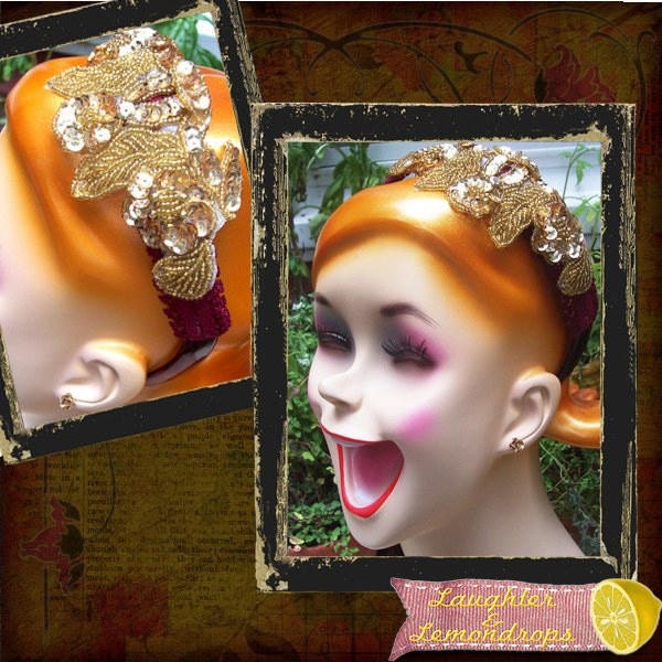 Vintage Inspired Gold Sequined Headband