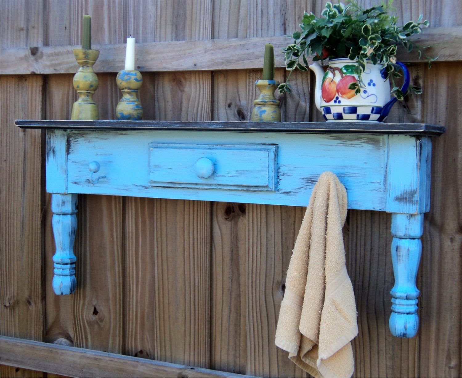 Farmhouse Style Headboard, Window Cornice, Towel Bar Or Coat Rack, Country Sky Blue MADE TO ORDER