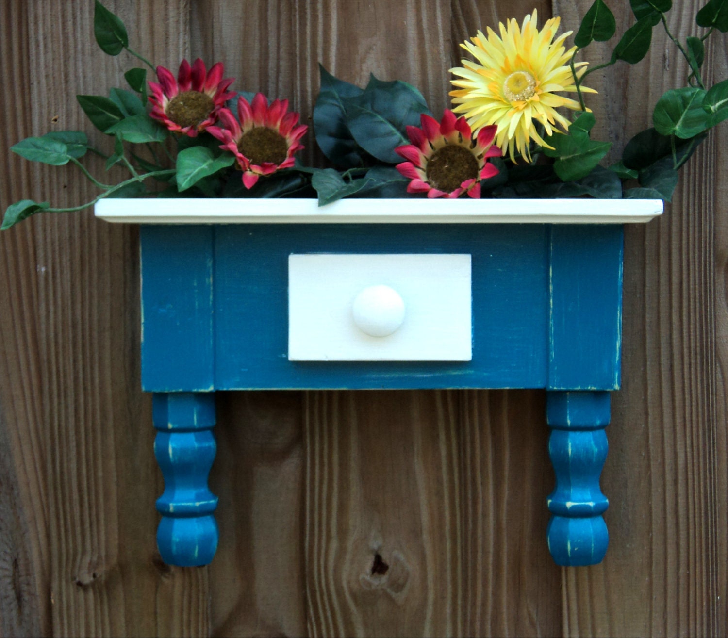 Flower Box  With Shelf, Beach-y Cottage Style, Table Shelf MADE TO ORDER