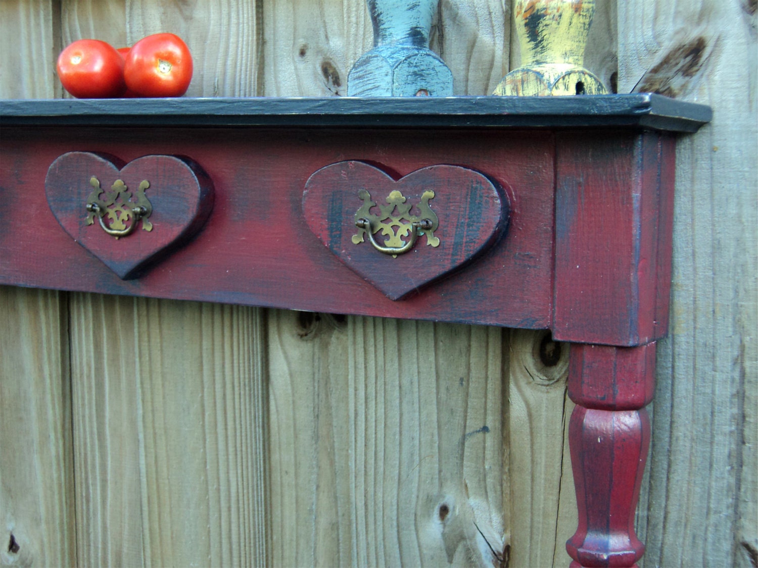 Primitive Farmhouse Style Display Shelf, Country Heart Design, MADE TO ORDER