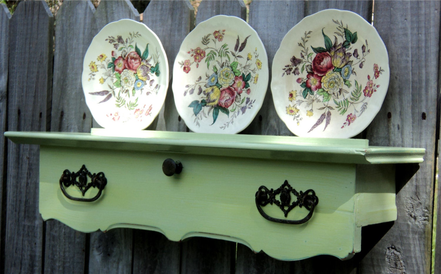 Plate Display, Wall Art UpCycled Furniture, Reclaimed Antique Secretary