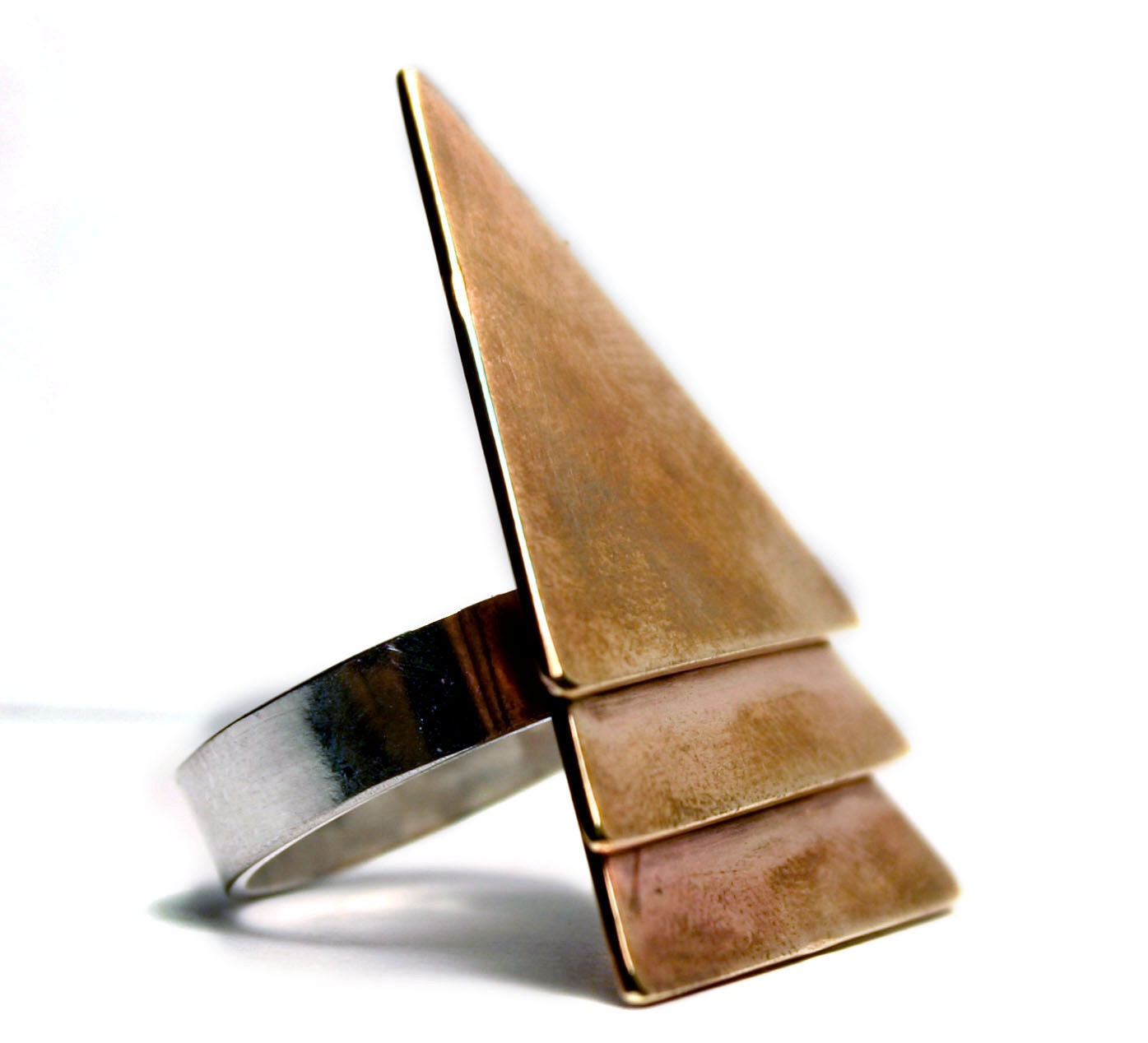 Stacked. Geometric Tribal Ring in Brass (Made To Order)