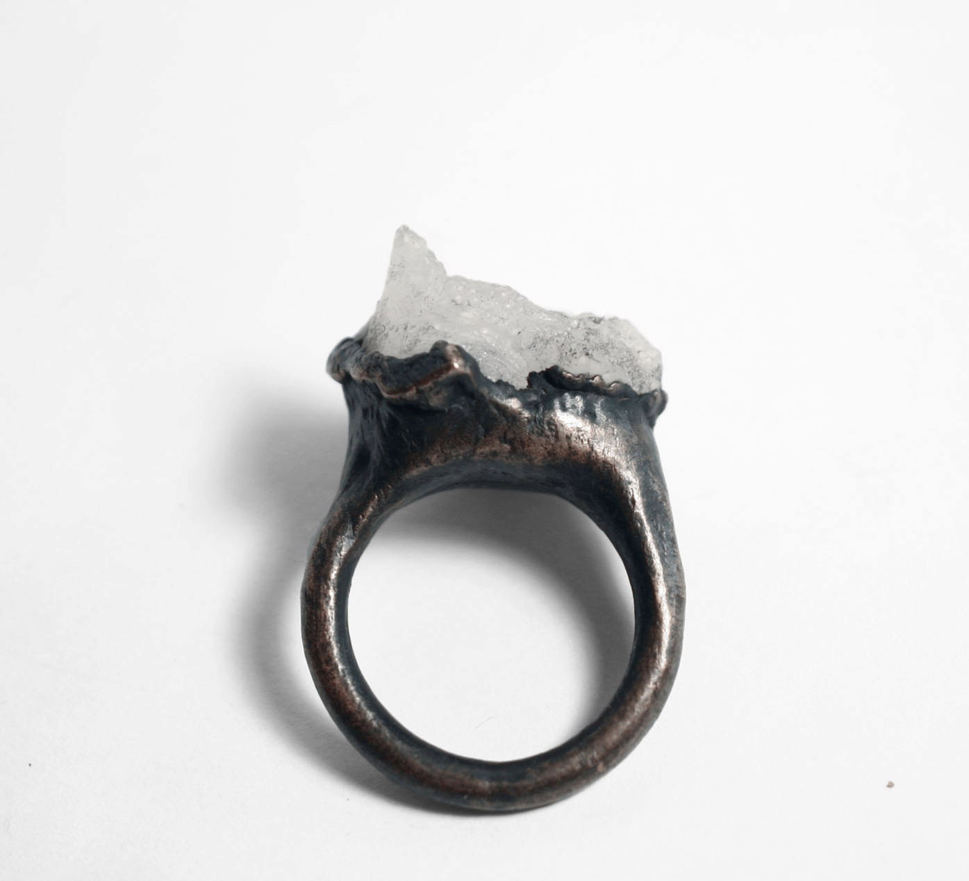 RESERVED FOR ALISON // Gainsboro Ring No.014 // Burnished Free-Formed Gemstone Mineral Chalcedony Dark Copper Ring (7.5-8)