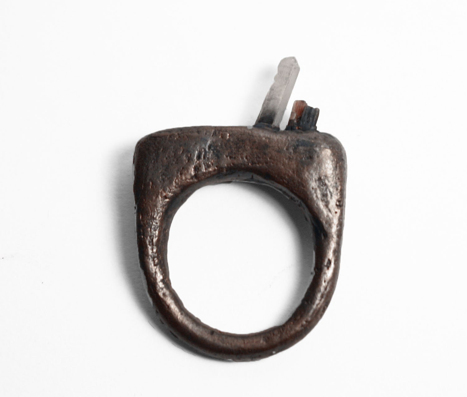 Boxed Ring in Cinnamon // Squared Off Quartz Crystal and Tourmaline Copper RIng (7)