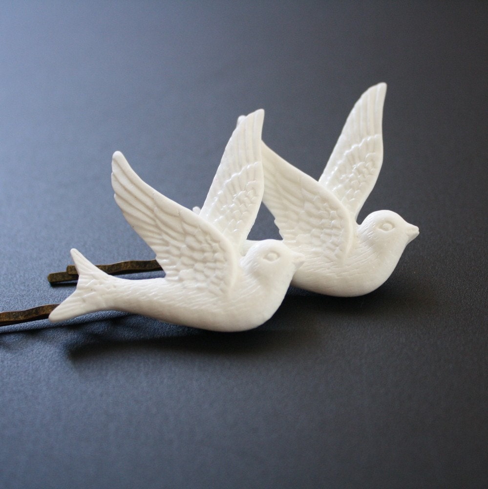 White Birds Bobby Pins