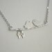 Personalized Necklace Lovebird Necklace Custom Initial Leaf Silver Initial Jewelry