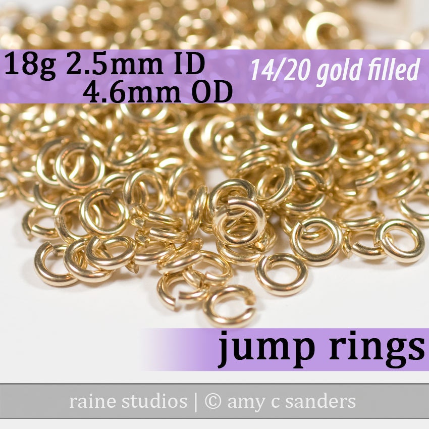 48 pcs 18g 2.5mm ID 4.6mm OD 1/8 troy oz gold filled jump rings 18g2.50 goldfill jumprings 14k goldfilled jewelry supplies findings