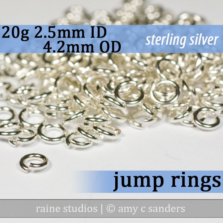 10 pcs 20g 2.5mm ID 4.2mm OD sterling silver 925 jump rings 20g2.50 open jumprings jewelry findings supplies links
