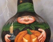 Pansys Pumpkins, jack-o-lantern witch, 8 1/2 inches tall