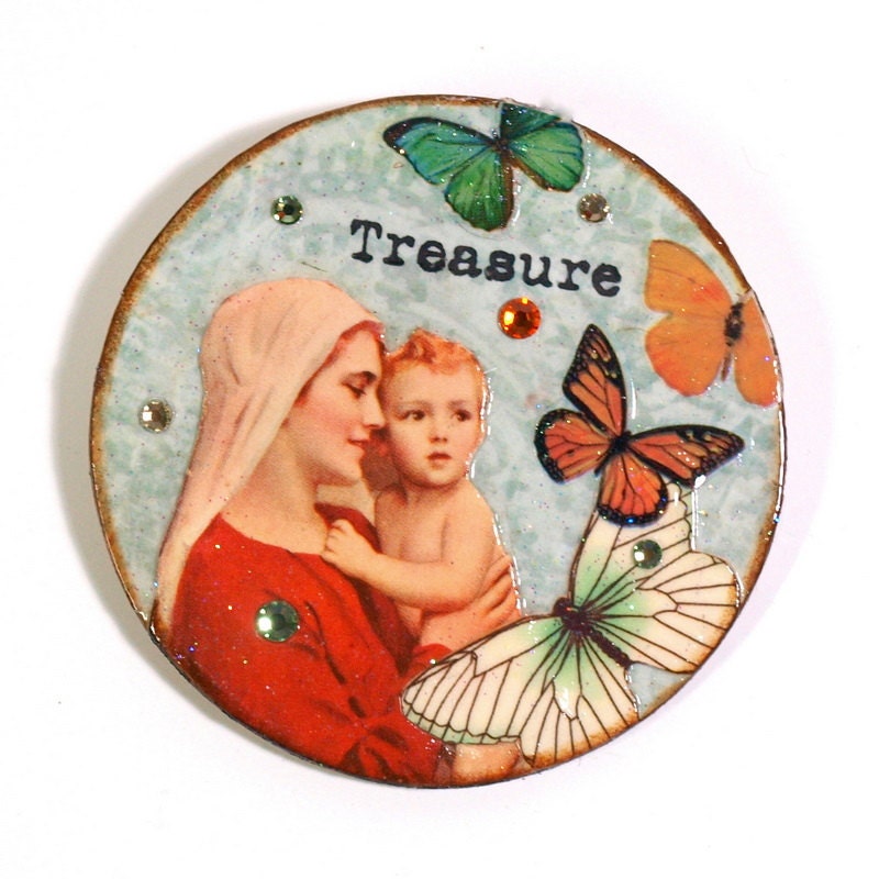 Fridge Magnet Religious Refrigerator Magnet Crystal Multicolor Virgin Mary Holy Card Madonna Catholic Mothers Day Gift