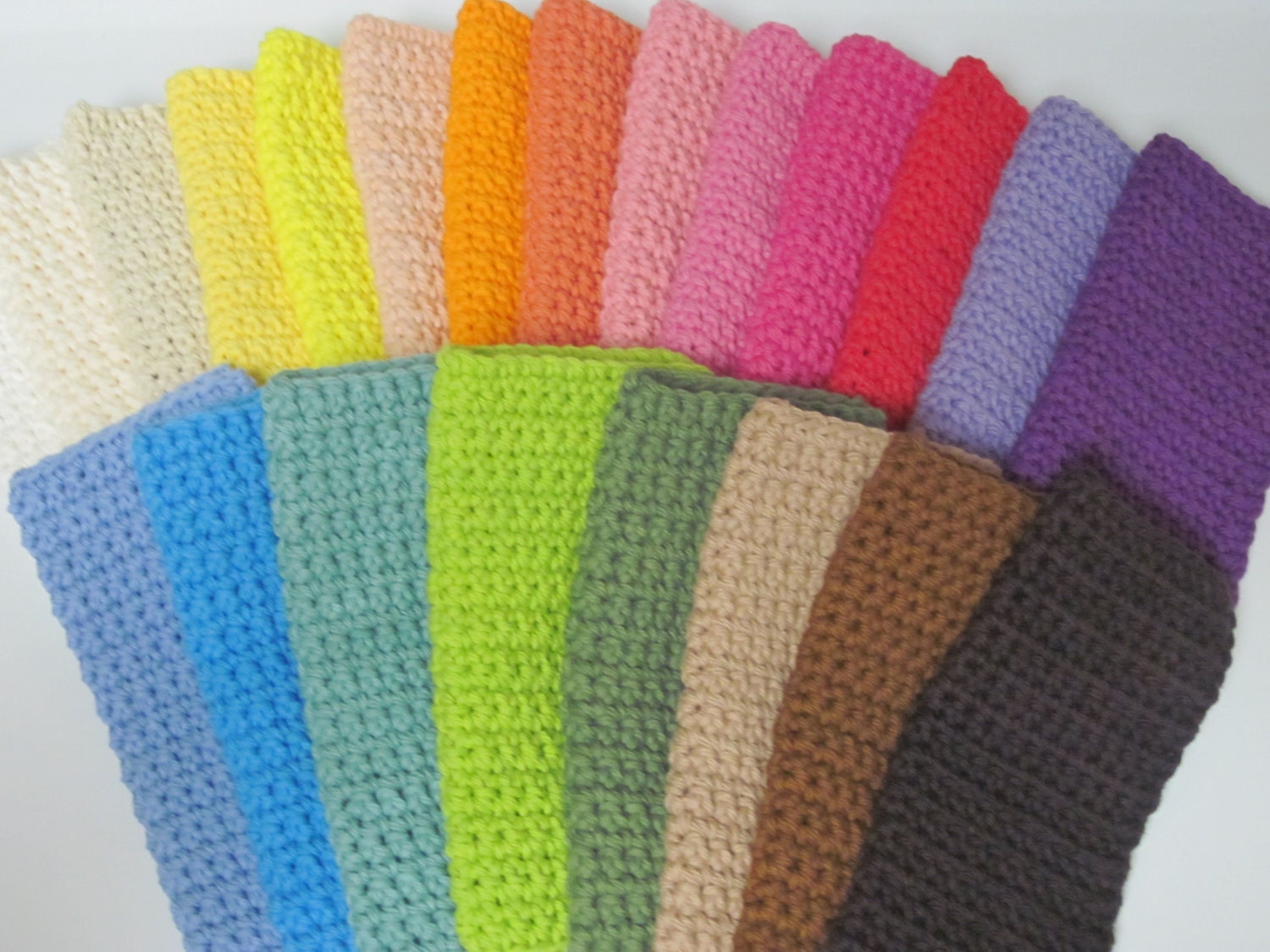 Cotton Crocheted Washcloths, Set of 3, Choose Your Colors