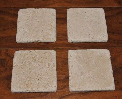 White Tumbled Marble Coasters - set of 4