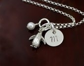 My Petite Penguin Initial Necklace - Hand Stamped Sterling Silver Necklace
