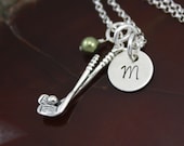 Golf Necklace -  Sterling Silver Hand Stamped Personalized Necklace