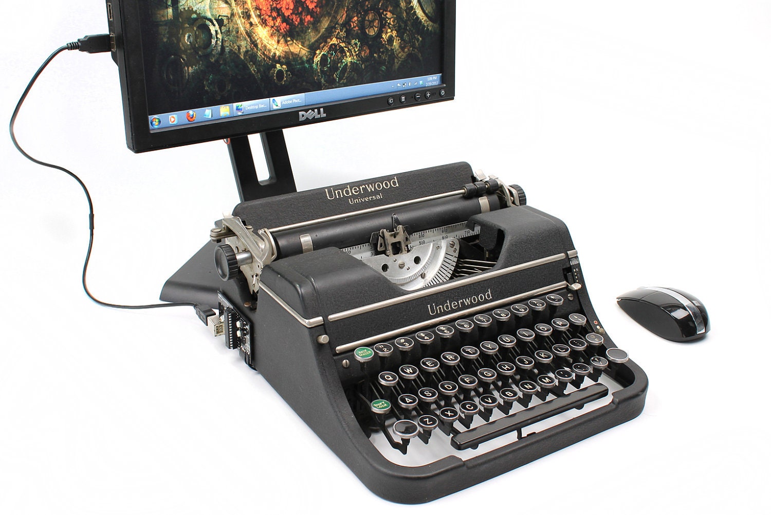 USB Typewriter Computer Keyboard -- Mottled Black Underwood Ace