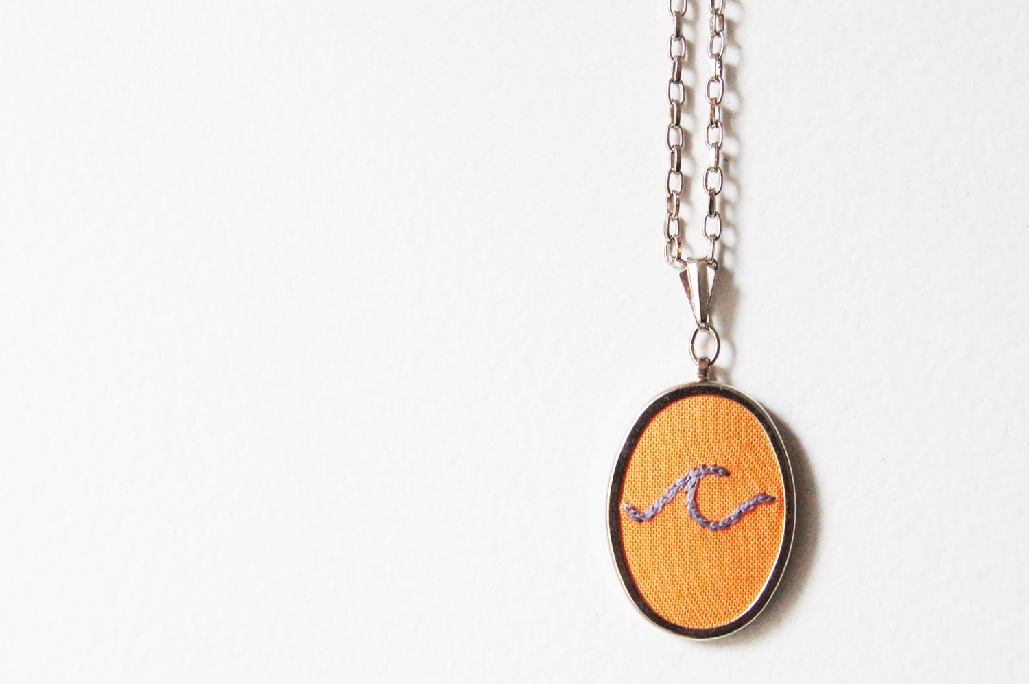 Customizable, Personalized Initial Necklace. Hand Embroidered. Hand Stitched by merriweathercouncil on Etsy