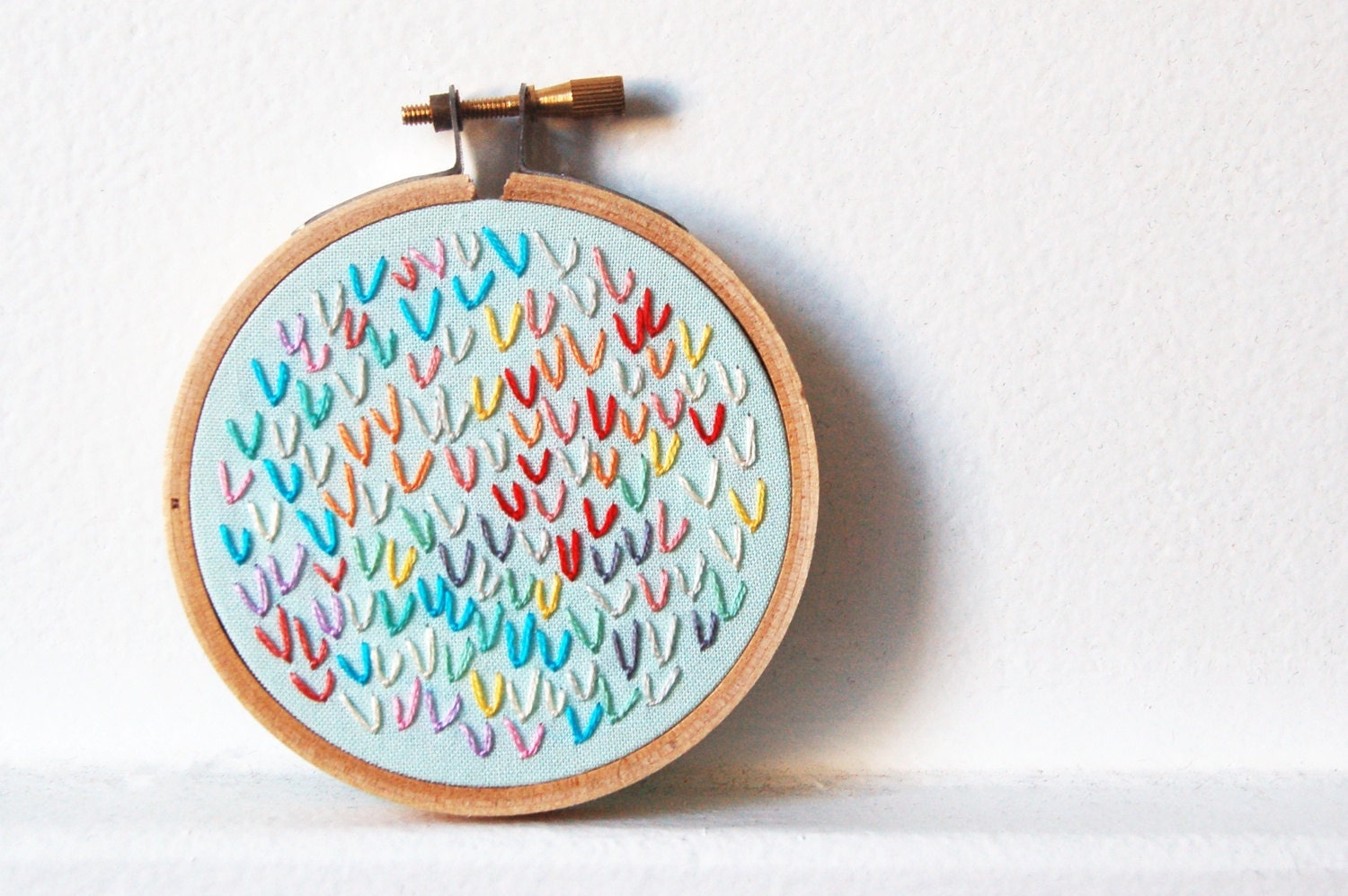 Summer Popsicles. Hand Embroidered Wishbone Circle in 3 inch Hoop. Colorful Embroidery Hoop Wall Art. By merriweathercouncil on Etsy