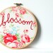 Embroidery Hoop Art. Blossom. Hand Embroidered. 6 inch Hoop. Vintage Inspired Floral Fabric. Handmade by merriweathercouncil on Etsy