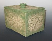Hand Built Textured Ceramic Treasure Gratitude Box -  Leaves