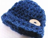Baby Toddler Accessories, Baby Hat, Newborn Boy Beanie Hat - Crochet Chunky Style - with hand-made button