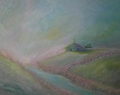 The Church on the Farm, Original Oil Painting