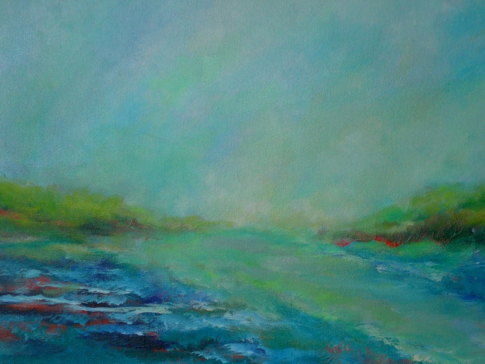 Original  Art, Abstract Water Landscape "A New Day 3"