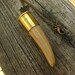 Shotgun Shell brass bullet necklace with Polished Antler tip on antiqued brass Chain