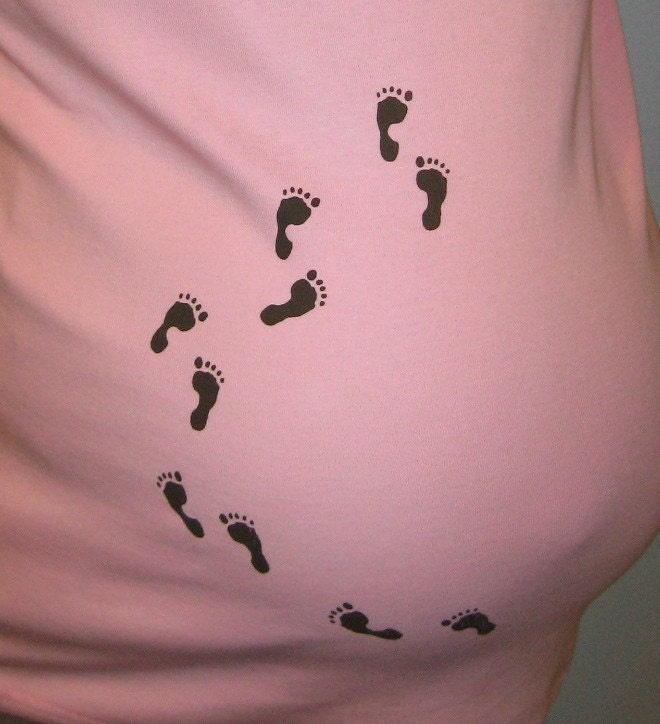 Maternity Shirt - SALE - Baby Steps - Organic Cotton Maternity TShirt - in Pink - Size L, XL