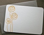 Yellow Flower Letterpress Notecards Set of 3