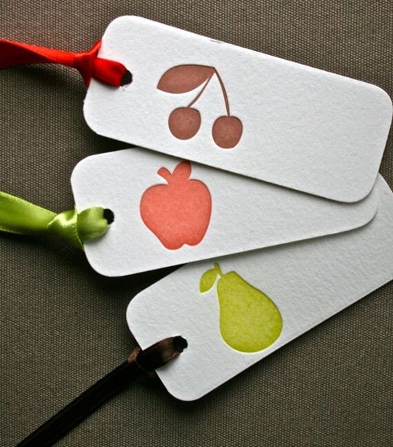 Fruit Letterpress Gift Tag Set of 3