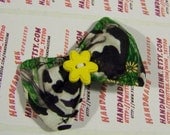 Hair bow - Cow - Farm girl - Yellow flower - Boutique hairbow