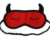 Cotton Devil Sleep Mask Embroidered in Red & Black
