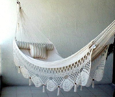 White Double Hammock hand-woven Natural Cotton