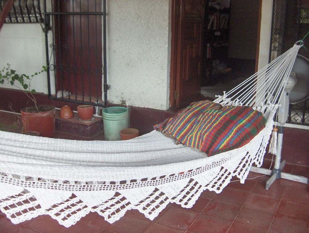 White Double Hammock hand-woven Natural Cotton