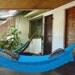 Turquoise Double Hammock hand-woven Natural Cotton with Bell Fringe Crochet