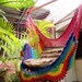 Rainbow Colors Sitting Hammock, Hanging Chair Natural Cotton and Wood plus Simple Fringe
