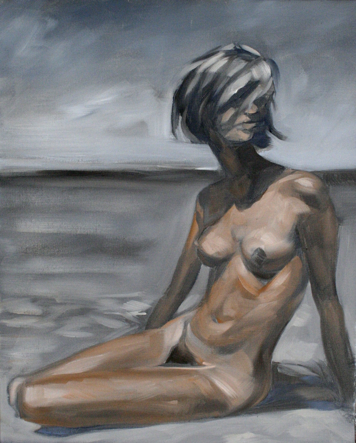 Beach Head original oil painting 16"x20"x1.5" inches by artist Kenney Mencher