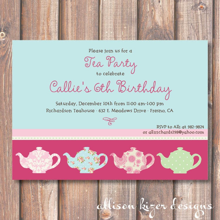 Girly Tea Party Printable Invitation